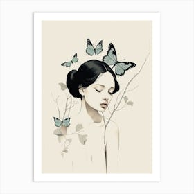 portrait of a butterfly woman 1 Art Print
