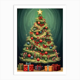 Christmas Tree Vintage poster 64 Art Print