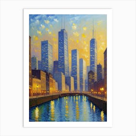 Chicago Skyline At Dusk Art Print