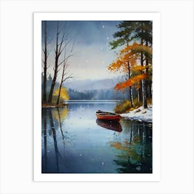 Boat On A Lake Art Print