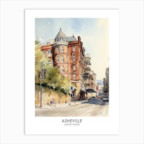 Asheville 1 Watercolour Travel Poster Art Print