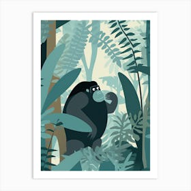 Gorilla Art With Bananas Cartoon Illustration 1 Art Print