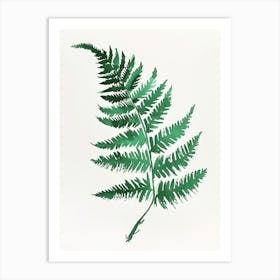 Green Ink Painting Of A Tassel Fern 1 Art Print