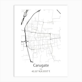 Carugate,Italy Minimalist Map Art Print