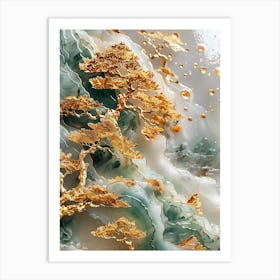 Gold Inlaid Jade Carving Landscape 7 Art Print
