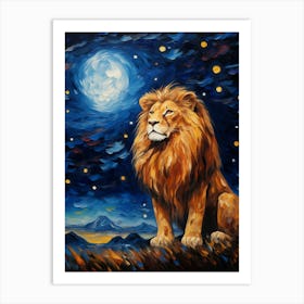 Lion At Night Art Print