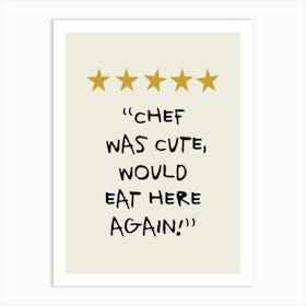 Chef Was Cute Rating Black Gold Kitchen Póster