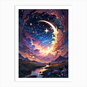 Moon And Stars 8 Art Print