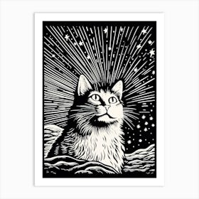 Orion S Furry Comets, Psychedelic Cats series Art Print