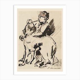 A Boy Holding His Dog   Édouard Manet Art Print