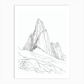 Cerro Torre Argentina Chile Line Drawing 4 Art Print