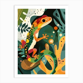 Forest Green Moorish Gecko Abstract Modern Illustration 2 Art Print