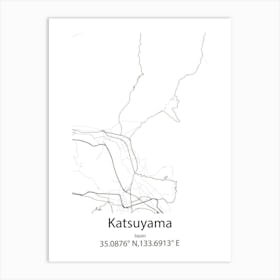 Katsuyama,Japan Minimalist Map Art Print