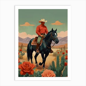 Cowboy In The Desert 17 Art Print