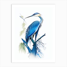 Blue Heron In Tree Impressionistic 2 Art Print