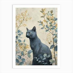Russian Blue Cat Japanese Illustration 2 Art Print