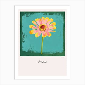 Zinnia Square Flower Illustration Poster Art Print