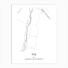 Ina,Japan Minimalist Map Art Print