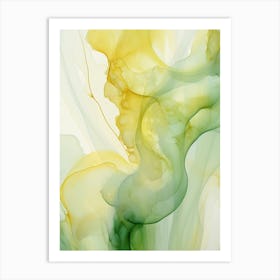 Green, White, Gold Flow Asbtract Painting 6 Art Print