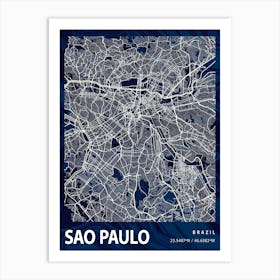 Sao Paulo Crocus Marble Map Art Print