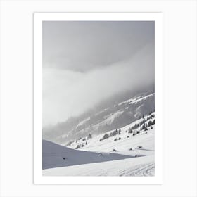 Arabba, Italy Black And White Skiing Poster Art Print