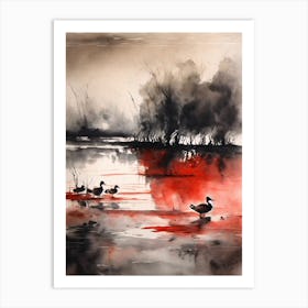 Ducks In The Water Wall Art Above Tv 1 Art Print