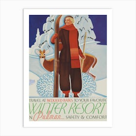 Winter Resort Vintage Travel Poster Art Print