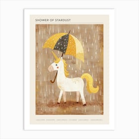 Unicorn Under An Umbrella Muted Pastels 1 Poster Art Print