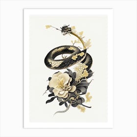 Wagler S Pit Viper Snake Gold And Black Art Print