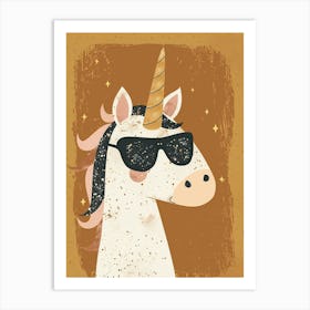 Unicorn With Sunglasses On Muted Pastel 2 Art Print