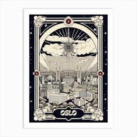 Oslo, Norway, Tarot Card Travel  Line Art 3 Art Print