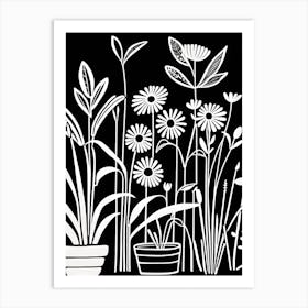 Lion cut inspired Black and white Garden plants & flowers art, Gardening art, 233 Art Print