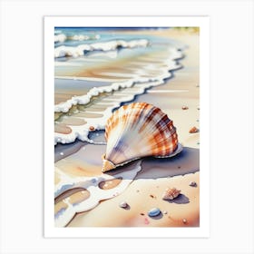 Seashell on the beach, watercolor painting 4 Art Print