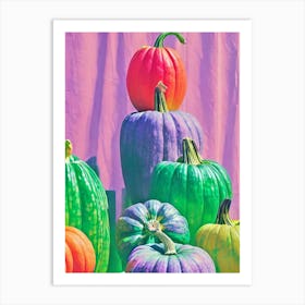 Delicata Squash 3 Risograph Retro Poster vegetable Art Print