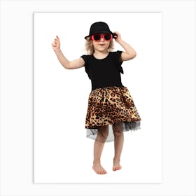 Little Girl In Leopard Dress 1 Art Print