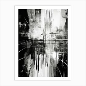 Distorted Reality Abstract Black And White 3 Art Print