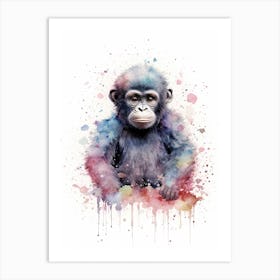 Baby Gorilla Art Watercolour Nursery 1 Art Print