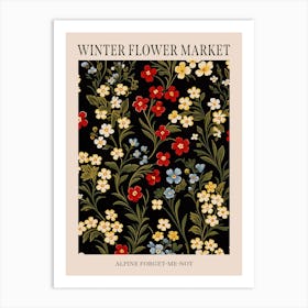 Alpine Forget Me Not 4 Winter Flower Market Poster Art Print