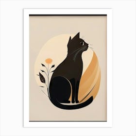 black cat mininalist portrait 16 Art Print