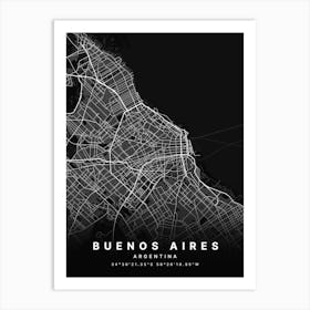 Buenos Aires Argentina Black Map Art Print