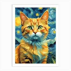 Starry Night Cat 1 Art Print