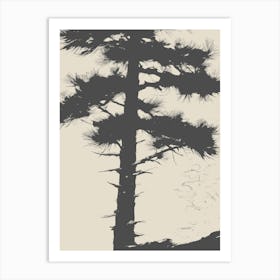 Minimalist Pine Tree in Gray Art Print