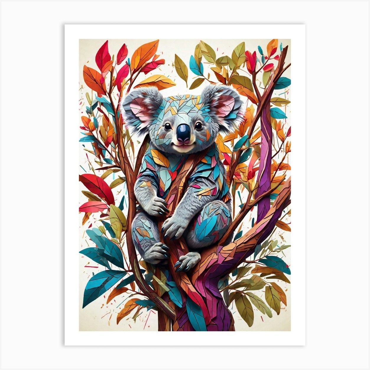 COLORFUL KOALA Art Print by AI ARTISTRY - Fy