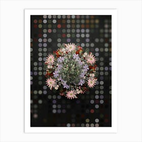 Vintage Spathula Leaved Thorn Floral Wreath on Dot Bokeh Pattern n.0812 Art Print