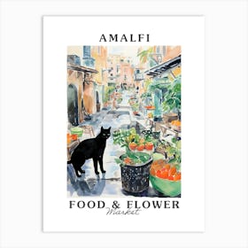 Food Market With Cats In Amalfi 4 Poster Art Print