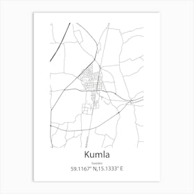 Kumla,Sweden Minimalist Map Art Print