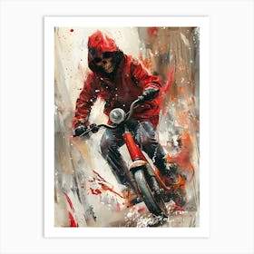 Skeleton On A Motorcycle Art Print