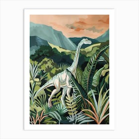 Dinosaur In The Leafy Foliage Painting Art Print