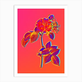 Neon Pink Francfort Rose Botanical in Hot Pink and Electric Blue n.0357 Art Print