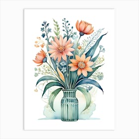 Watercolor Flowers In A Vase 9 Art Print